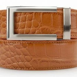 NexBelt Artemis Brushed Nickel Buckle PreciseFit W/ Alligator Dress Belt -Hot Sale Left Hand All Shop Alligator Tan Dress Belt Front 1800x1800 a0cda018 5836 447e 996b 525913381901