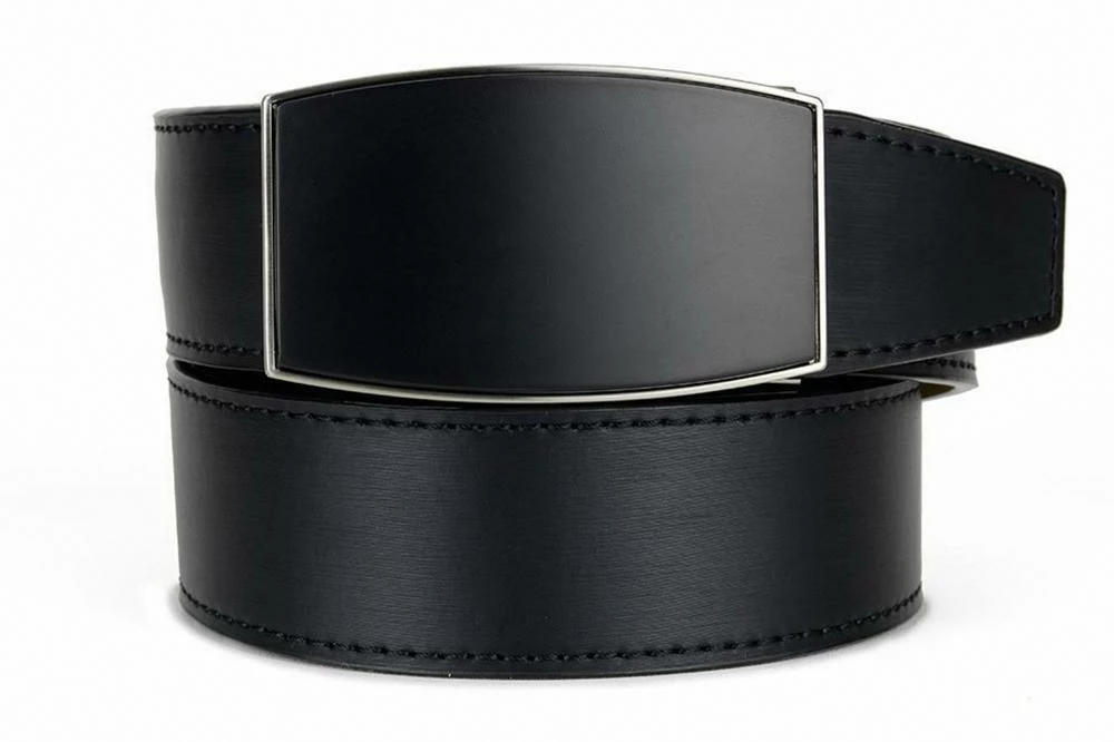 NexBelt Aston Brushed Nickel Finish Buckle PreciseFit W/ Black Leather Belt 3 NexBelt Aston Brushed Nickel Finish Buckle PreciseFit W/ Black Leather Belt