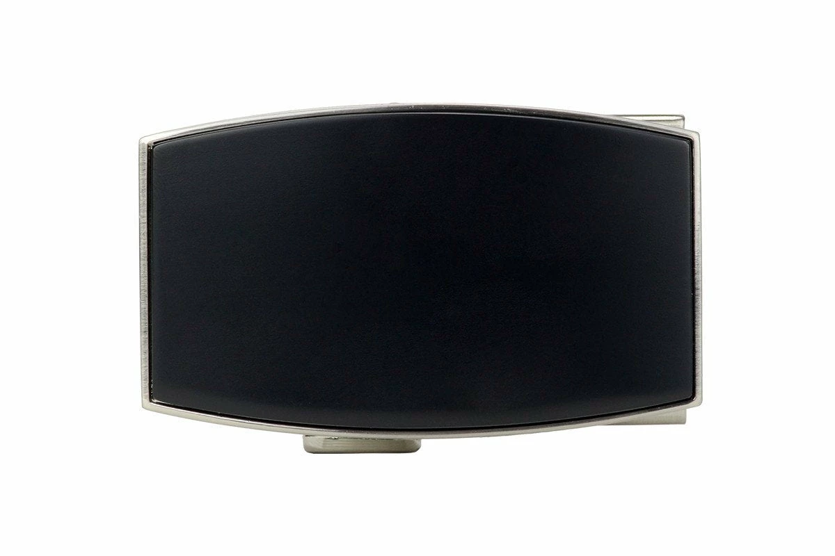 NexBelt Aston Brushed Nickel Finish Buckle PreciseFit W/ Black Leather Belt 4 NexBelt Aston Brushed Nickel Finish Buckle PreciseFit W/ Black Leather Belt - Image 2