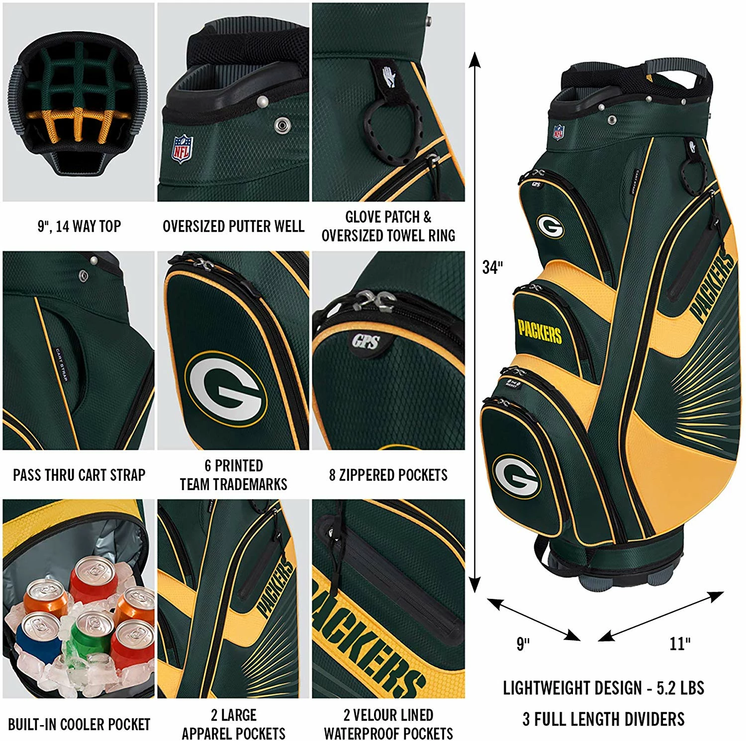 Team Golf NFL The Bucket II Team Effort Cart Bag 15 Team Golf NFL The Bucket II Team Effort Cart Bag - Image 13