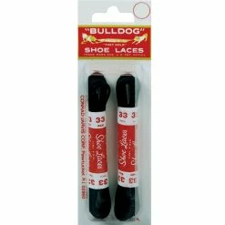 J And M BullDog Shoe Laces (Black 33", Waxed)