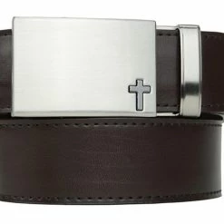 NexBelt Faith Series Classic Cross Nickel Finish With Gunmetal Cross -Hot Sale Left Hand All Shop Cross Nickel Espresso Front 1800x1800 3f66491e f293 437a 81d6 fc16e554025f