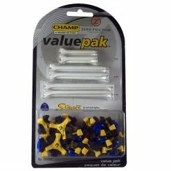 CaddiesShack Champ Tri-Lok Spikes With Zero Friction Tees Value Pack